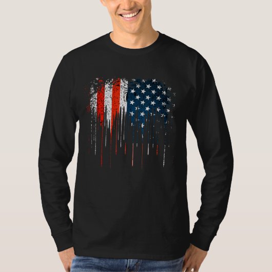 Vetvormige, verstelbare vlag van de Verenigde Stat T-shirt (Voorkant)