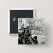 Vetwater uit de rivier vierkante button 5,1 cm (Voorkant /achterkant)