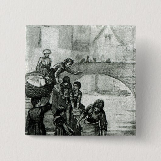 Vetwater uit de rivier vierkante button 5,1 cm (Voorkant)