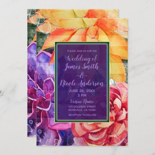 Vetzige, levendige kleurrijke vruchtbare bruiloft kaart (Voorkant / Achterkant)