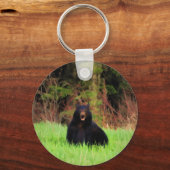 Vetzwart Beer en Wilde Grassen Wilde Kunst Sleutelhanger (Voorkant)