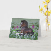 Veulen en Bloemen Blank Wenskaart Kaart (Gele Bloem)