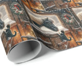 Veulen en katje in Kerststal Cadeaupapier (Rol Hoek)