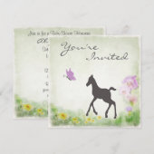 veulen en vlinderpaard Baby shower Uitnodigen Kaart (Voorkant / Achterkant)