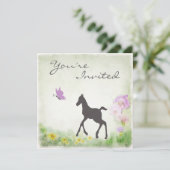 veulen en vlinderpaard Baby shower Uitnodigen Kaart (Staand voorkant)