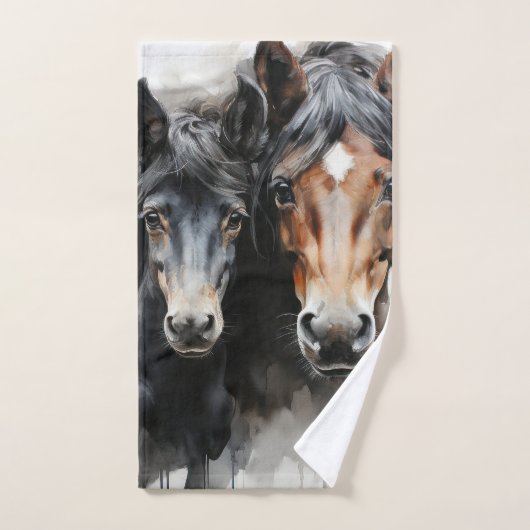 Veulen met zijn moeder bad handdoek (Handdoek)