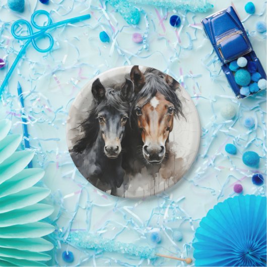 Veulen met zijn moeder papieren bordje (Feest)