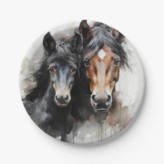 Veulen met zijn moeder papieren bordje (Voorkant)