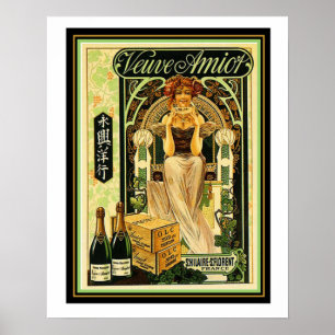 Veuve Amiot Art Deco Champagne ad Poster 16 x 20