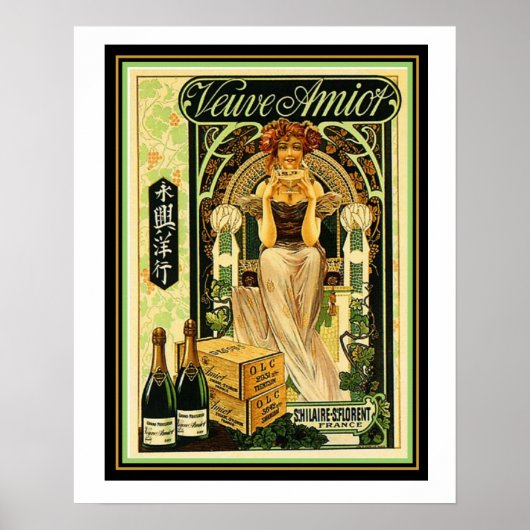 Veuve Amiot Art Deco Champagne ad Poster 16 x 20 (Voorkant)