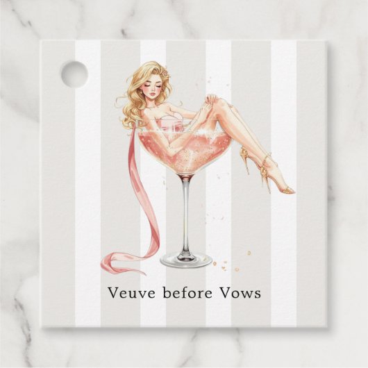 Veuve Before Vows Champagne Cocktail Bruidsfeest Bedankjes Labels (Voorkant)