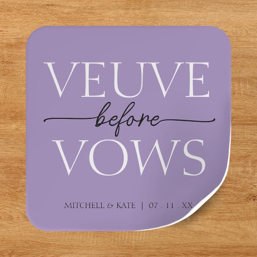 Veuve Before Vows Lavendel Paarse Bruiloftsdans Vierkante Sticker