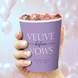Veuve Before Vows Lavendel Paarse Bruiloftsfeest Papieren Bekers