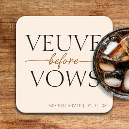 Veuve Before Vows Tan Bruine Bruiloftborrel Kartonnen Onderzetters