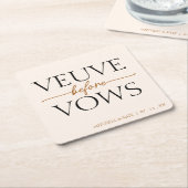 Veuve Before Vows Tan Bruine Bruiloftborrel Kartonnen Onderzetters (Schuin)