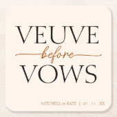 Veuve Before Vows Tan Bruine Bruiloftborrel Kartonnen Onderzetters (Voorkant)