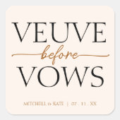 Veuve Before Vows Tan Bruine Bruiloftsuitnodiging Vierkante Sticker (Voorkant)