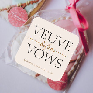 Veuve Before Vows Tan Bruine Bruiloftsuitnodiging Vierkante Sticker