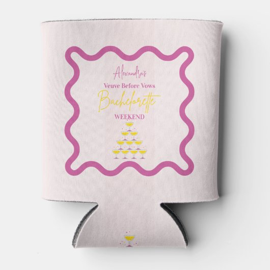 Veuve voor de Huwelijkse Geloften Bachelorette Wee Blikjeskoeler (Voorkant)