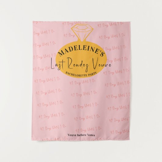 Veuve voor geloften Bachelorette Photobooth Achter Wandkleed (Voorkant)