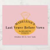 Veuve voor geloften Bachelorette Weekend Route Sparkling Wijnetiket (Enkel label)