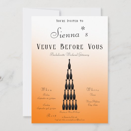 Veuve voor geloften Champagne Tower Bachelorette Kaart (Voorkant)