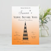 Veuve voor geloften Champagne Tower Bachelorette Kaart (Staand voorkant)