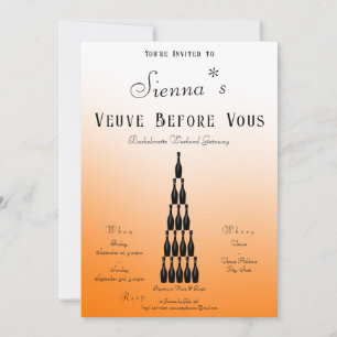 Veuve voor geloften Champagne Tower Bachelorette Kaart