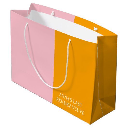 Veuve Voor Geloften Half Sinaasappel Half Roze Gif Groot Cadeauzakje (Achterkant Gekanteld)