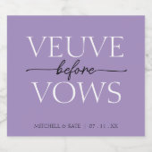 Veuve voor geloften Lavendel Paarse Vrijgezellenfe Sparkling Wijnetiket (Enkel label)