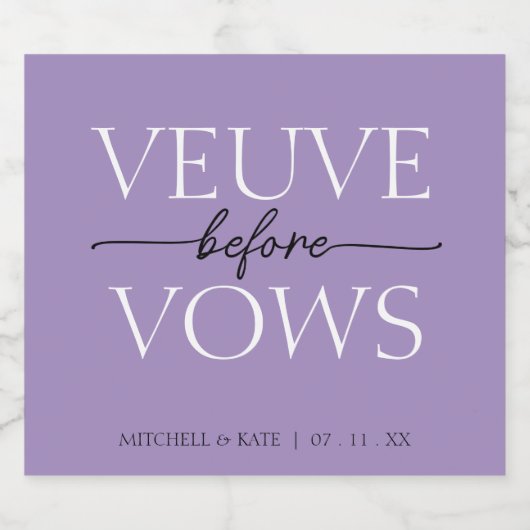 Veuve voor geloften Lavendel Paarse Vrijgezellenfe Sparkling Wijnetiket (Enkel label)