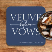 Veuve voor geloften Navy blauw & wit Vrijgezellenf Kartonnen Onderzetters