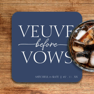 Veuve voor geloften Navy blauw & wit Vrijgezellenf Kartonnen Onderzetters