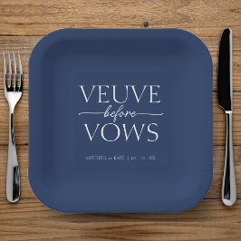 Veuve voor geloften Navy blauw & wit Vrijgezellenf Papieren Bordje