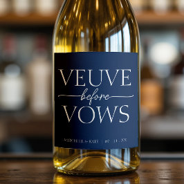Veuve voor geloften Navy blauw & wit Vrijgezellenf Sparkling Wijnetiket