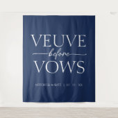 Veuve voor geloften Navy blauw & wit Vrijgezellenf Wandkleed (Voorkant)