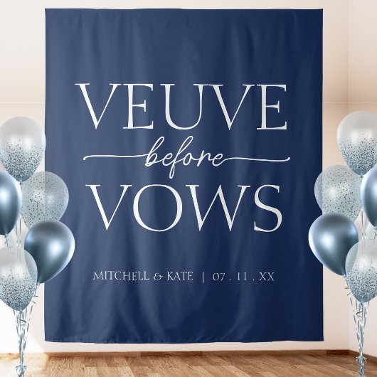 Veuve voor geloften Navy blauw & wit Vrijgezellenf Wandkleed
