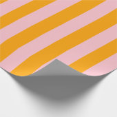 Veuve Voor Geloften Roze en Sinaasappel Gestreept Cadeaupapier (Hoek)