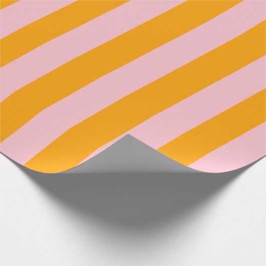 Veuve Voor Geloften Roze en Sinaasappel Gestreept Cadeaupapier (Hoek)