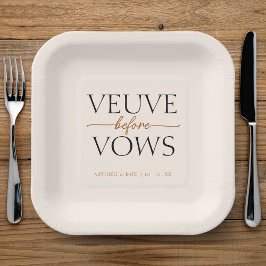 Veuve voor geloften Tan Brown Vrijgezellenfeest Papieren Bordje