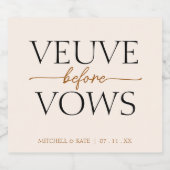 Veuve voor geloften Tan Brown Vrijgezellenfeest Sparkling Wijnetiket (Enkel label)