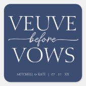 Veuve voor trouwbeloften in navyblauw en wit bruid vierkante sticker (Voorkant)