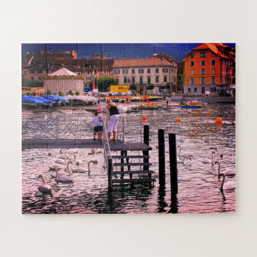 Vevey bij het meer van Genève Legpuzzel (Horizontaal)