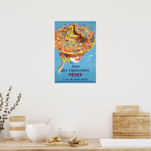 Vevey,Zwitserland,Reisposter Poster (Keuken)