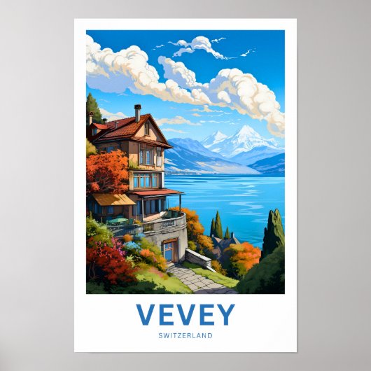 Vevey Zwitserland Reisprint Poster (Voorkant)