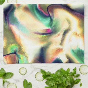 Vezelige plekken met opvallende kleuren, defecte g theedoek