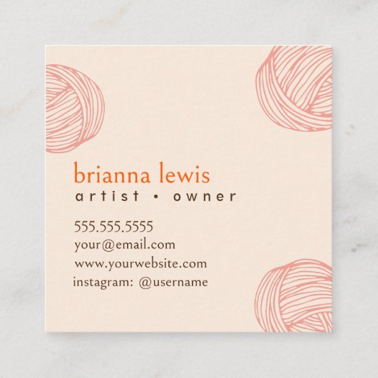 Vezelkunstenaar Modern Yarn Square Visitekaartje (Achterkant)