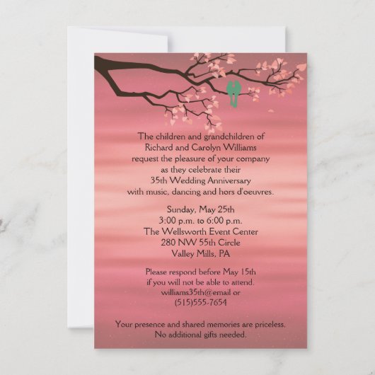 Vezelvogels 35e Jubileum feestdag Kaart (Achterkant)