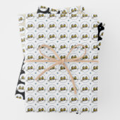 Vezelvogels op een kersenbloesems inpakpapier vel (In situ)