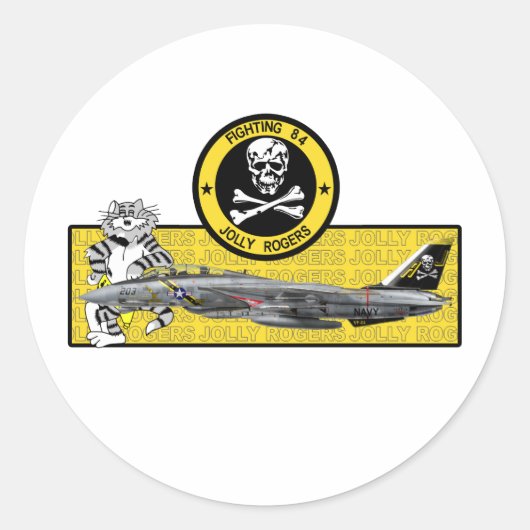 VF-84 JOLLY ROGERS F-14 TOMCAT RONDE STICKER (Voorkant)